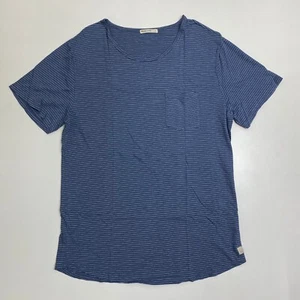 Camiseta Capa Marina Para Hombre L Azul Rayas Manga Corta Bolsillo Pullover Náutico - Imagen 1 de 12