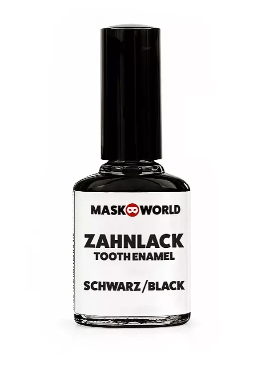 MASKWORLD Zahnlack für Zahn Effekte in Pinselflasche Schwarz LARP Cosplay Fasching Horror