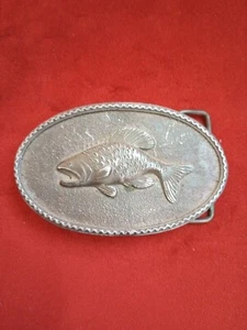 💥VTG 70s SALMON? CARP? BELT BUCKLE SOLID BRASS - Picture 1 of 6
