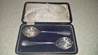 Antique Cased James Dixon Silver Plate Ornate Old English Serving Spoons X2
