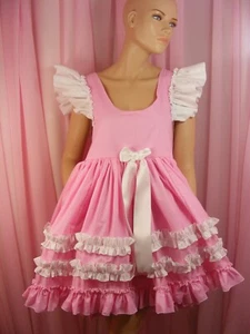 sissy ADULT candy pink polycotton schoolgirl style babydoll negligee nightie - Picture 1 of 8