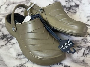 Clogs Nautica Shoes Men Size 13 Olive Green Fur Lined Slip On Style Comfort New - Picture 1 of 21