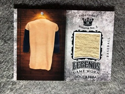 Yogi Berra 2021 Sportkings Vol 3 Legends Memorabilia Game Worn Relic NY Yankees - Image 1 of 2