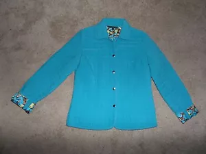 WOMENS sz 8 BRIGGS NEW YORK COAT quilted JACKET BLUE floral LINING OUTERWEAR EUC - Picture 1 of 4