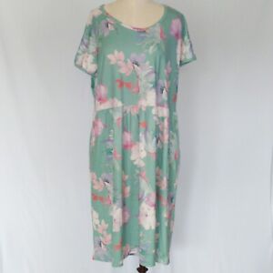 Love U Dear Aqua Dress 1XL With Pockets Floral Spring Summer Casual Resort Wear