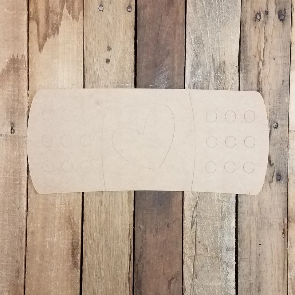 Heart Band Aid, Unfinished Wood Cutout, DIY Craft, Engraved Paint by Line Shape - Image 1 of 1