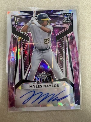 Myles Naylor 2023 Leaf #BA-MN1 Fuchsia cracked ice 1/1 RC Auto A's - Image 1 of 2