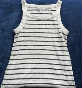Market & Spruce Sleeveless Top Blouse Shirt Women Small Black White Striped - Picture 1 of 19