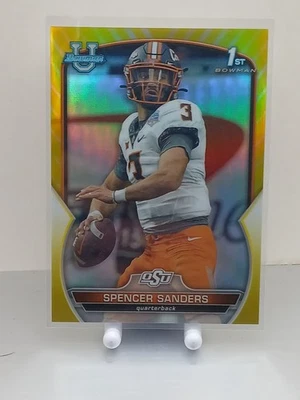 2022 Bowman University Chrome - Spencer Sanders #81 Yellow Refractor /75 (RC) - Image 1 of 2