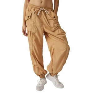 Free People Pants Womens Medium Tan Parachute Athleisure Sporty - Picture 1 of 12