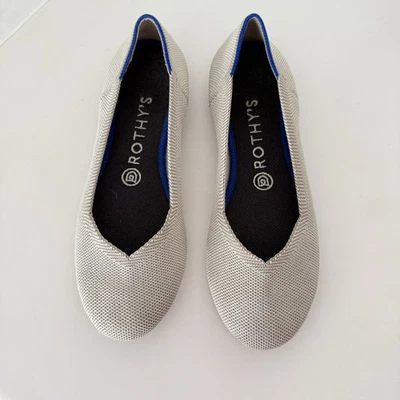 Zapatos de ballet Rothy's The Flat para mujer 7,5 color crudo azul lavables sostenibles usados en excelente estado Foto 1 de 4