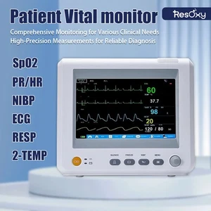 Tragbarer Patientenmonitor Vitalzeichen EKG TEMP Medizin Multiparameter 8 Zoll - Bild 1 von 8