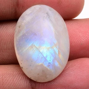 36.00 Cts Natural Rainbow Moonstone 27mmx19mm Pendant Size Cabochon Gemstone - Picture 1 of 7