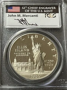 1986 S PCGS PR69 DCAM $1 90% SILVER STATUE OF LIBERTY MERCANTI SIGNED - Picture 1 of 3