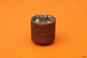 CERAMIC DOORKNOB TRANSMITTING CAPACITOR - CRL 850S - 50pF - 10% - 7.5KV  NPO - Picture 1 of 3