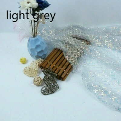 Sequin Check Mesh Fabric Tulle Voile Costume Background Wedding Stage Shiny NR9 - Image 1 of 4