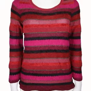 Sigrid Olsen Viertelärmel mehrfarbig gestreifter Pullover Wollmischung Damen M - Bild 1 von 10
