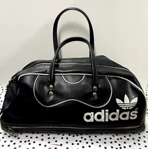 ADIDAS Vintage 1980 Gym/School Bag Black& White bottom compartment zip Bonza! - Picture 1 of 7