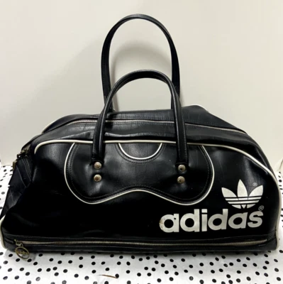 ADIDAS Vintage 1980 Gym/School Bag Black& White bottom compartment zip Bonza! - Image 1 of 4