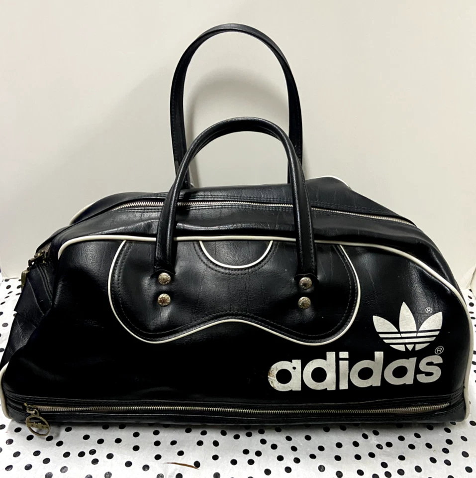 ADIDAS Vintage 1980 Gym/School Bag Black& White bottom compartment zip Bonza! - Image 1 of 4