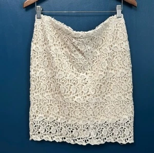 KENAR 100% Cotton Lace Overlay Pencil Skirt NWT Size Medium - Picture 1 of 6