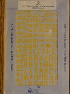 1/72 SuperScale LUFTWAFFE I.D. LETTERS & NUMBERS: YELLOW 13mm Decals WWII OOP - Picture 1 of 1