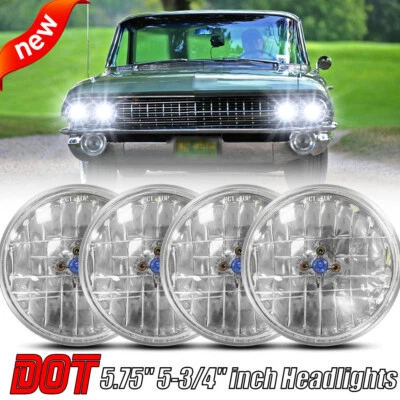 Fits Cadillac DeVille 62-74 Calais 65-74 5.75" 5-3/4" Round Halogen Headlights - Image 1 of 4