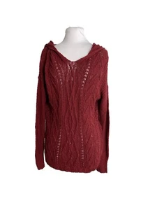 Hollister maglione donna con cappuccio taglia media pullover rosso semisheer slouchy - Foto 1 di 6