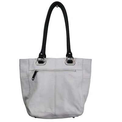 Bolso de Mano Tignanello Vintage Cuero Guijarro Blanco Asa Negra Foto 1 de 4