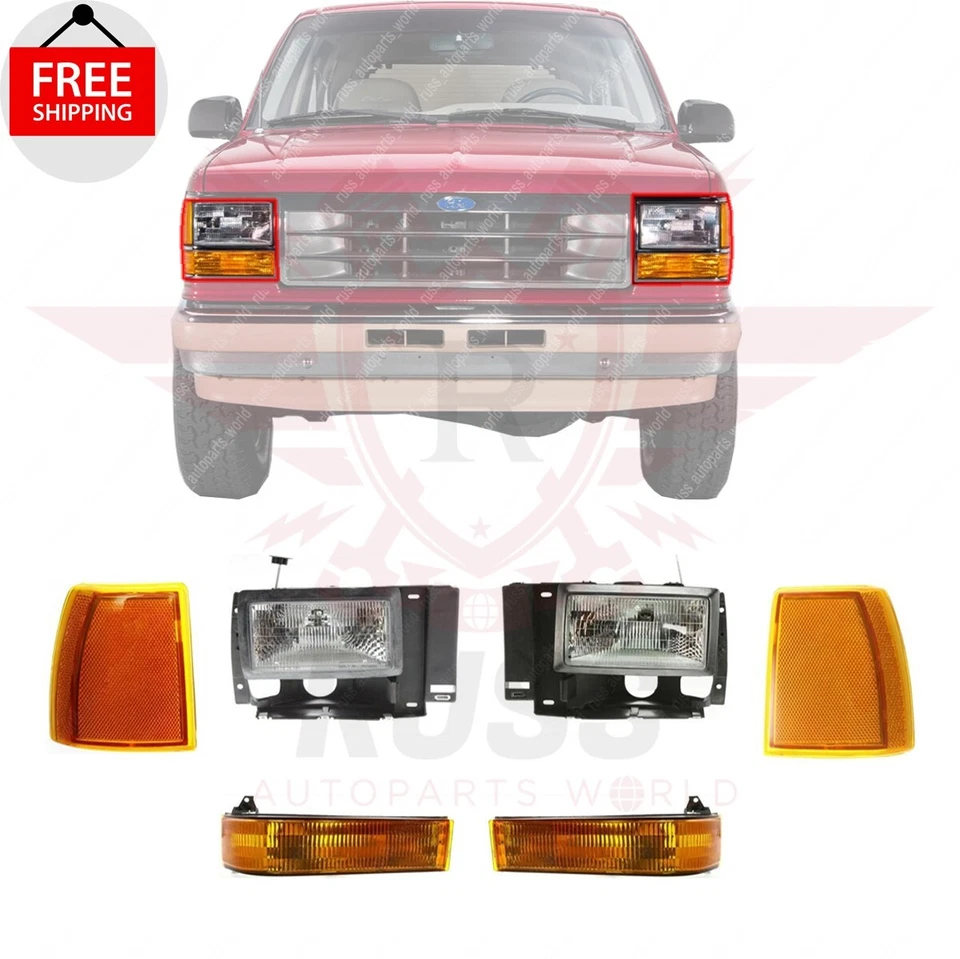 New Front Headlights + Corner Lights + Signal Lights Fits 1989-1994 Ford Ranger - Image 1 of 4
