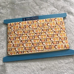 Vintage Embroidered Ribbon ABC Floral Autumn Colors 17-3/4 Yards - Picture 1 of 6