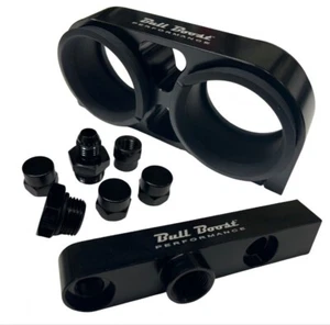 Billet Twin Dual Bosch 044 380lph AEM Fuel Pump Outlet Manifold Mounting Bracket - Picture 1 of 4