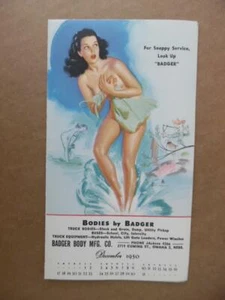 Badger Body 1950 Mfg. Calendario desplegable Co. Pin Up Girl Omaha Nebraska vintage en muy buena condición - Imagen 1 de 4