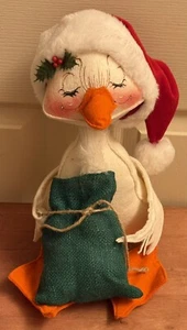 Muñeca Grande Annalee De Colección 13" Pato con Sombrero de Papá Noel Juguete Saco Trasero Navidad '90 - Imagen 1 de 5