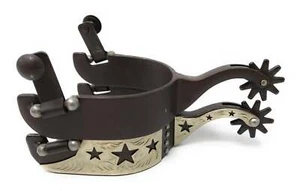 AJ Tack Men's Cutout Stars Antique Brown Spurs - Picture 1 of 4