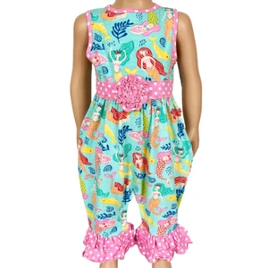 New Baby Girl Mermaid Print Romper With Ruffle Trim, Pickles Picks Plus, Gift - Picture 1 of 7