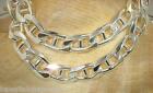 11Mm Italian Solid 925 Ster Silver Pave Cut Marina Chain Necklace 22" 106.9Gr