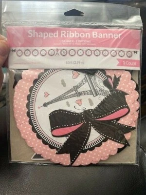 Banner de fita festa em Paris feliz aniversário por Creative Converting 8,5 pés novo!!! - Imagem 1 de 2