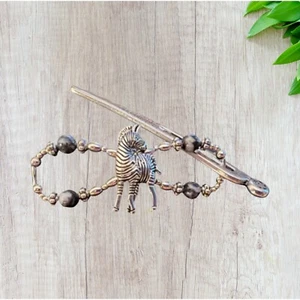 Lilla Rose Flexi - Clip 3915 Zuri with Black Beads Barrette Nickel Plated - Picture 1 of 1