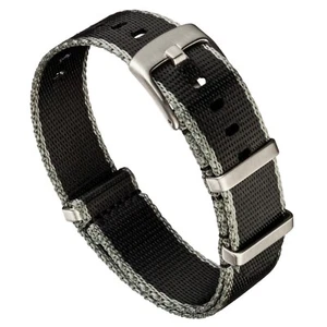 Black & Grey Edge Sicherheitsgurt Nylon einteiliges Uhrenarmband - 20 mm oder 22 mm - Bild 1 von 6