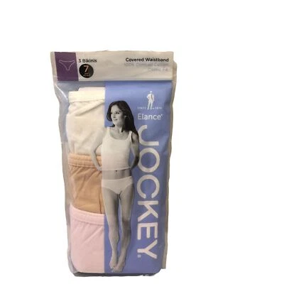 Bikinis Elance Jockey Damas Talla 7 Cadera 42-44" Blanco Taupe Rosa 100% Algodón Foto 1 de 2