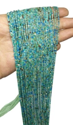 Mini espaciador de cuentas sueltas Heishi turquesa natural afgano de 5 hebras 1,5 mm sin teñir Foto 1 de 4