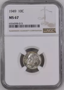 Moneda de diez centavos Roosevelt 1949 10C NGC MS67 6554598-015 - Imagen 1 de 2