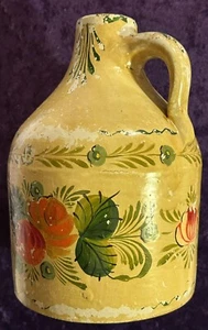 Antique Pennsylvania, Painted Stoneware Handled Jug, Folk Art. - Picture 1 of 20