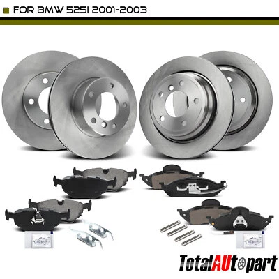 12x Rotores de freno de disco y pastillas de freno de cerámica para BMW 525i 2001-2003 delanteros y traseros Foto 1 de 4