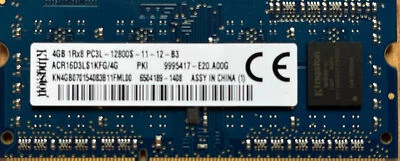 NEW; Kingston 4GB DDR3 PC3L-12800S Laptop Memory RAM - ACR16D3LS1KFG/4G - Image 1 of 2