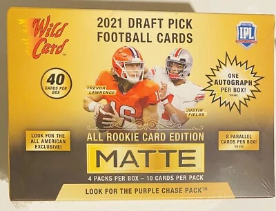 2021 Wild Card Matte Football Gold Mega Box One Autograph Per Box Purple Chase - Image 1 of 3