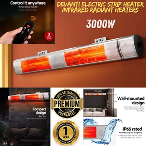 Devanti Electric Strip Heater Infrared Radiant Heaters 3000W Slim Rapid Heat-Up - Picture 1 of 8