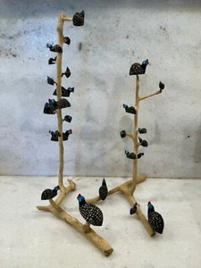 2 Guinea fowl Hand Made Wood Sculptures African Art South África - Picture 1 of 11