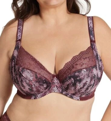 Elomi Lucie UW Stretch Cup Plunge Bra UK Szs D-FF Mambo Snake Print 4490 NWT $69 - Image 1 of 4